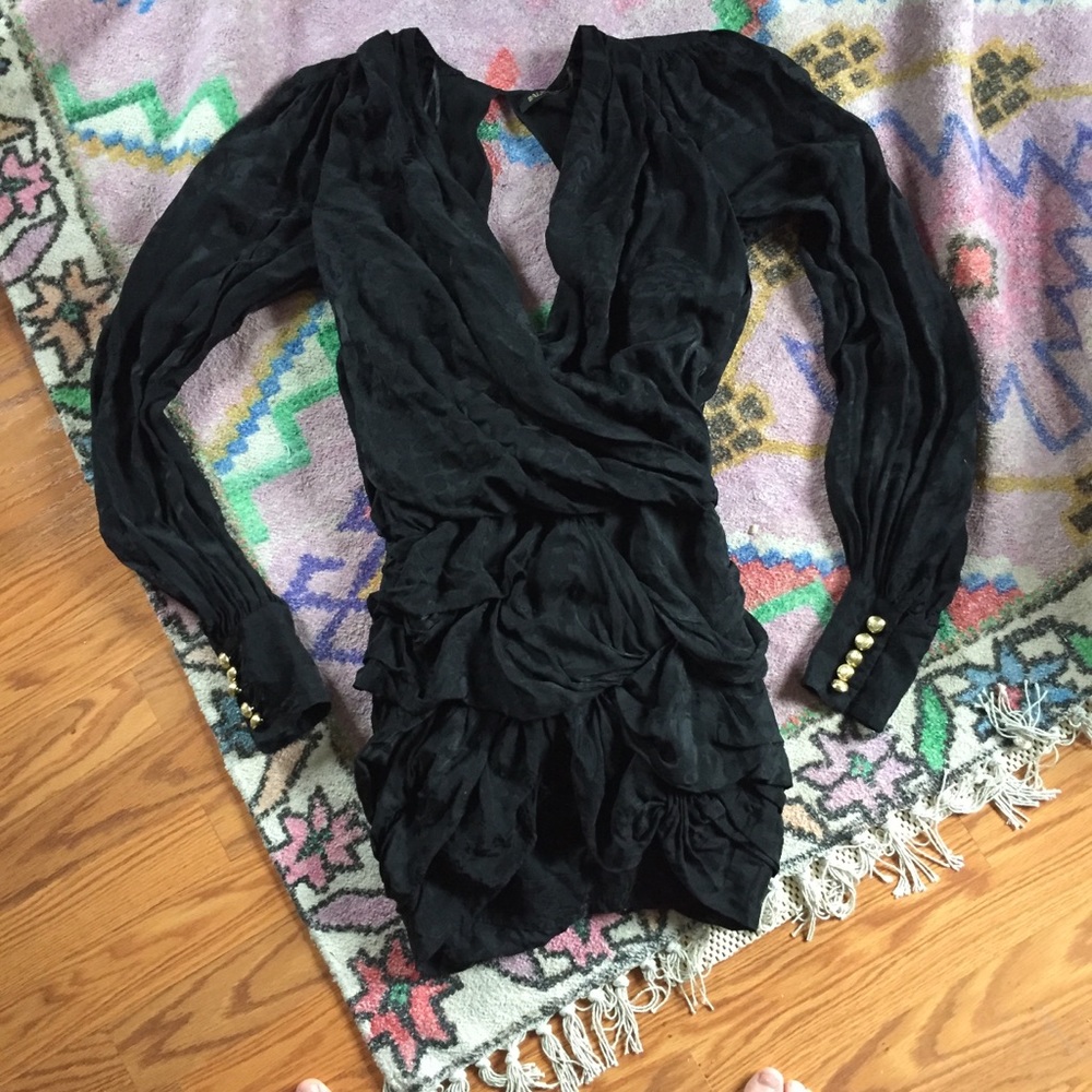 Balmain x h&m black silk mini dress